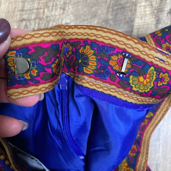 Carlisle Paisley Faux Wrap Skirt Silk wool blend - Picture 6 of 8